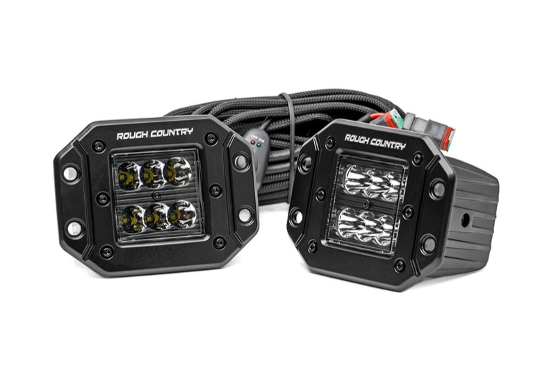 Rough Country 2in Flush Mount Black Square Lights